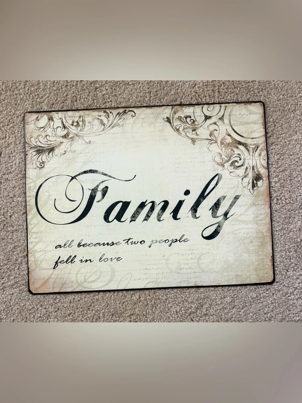 Distressed Family Script Metal Wall Art